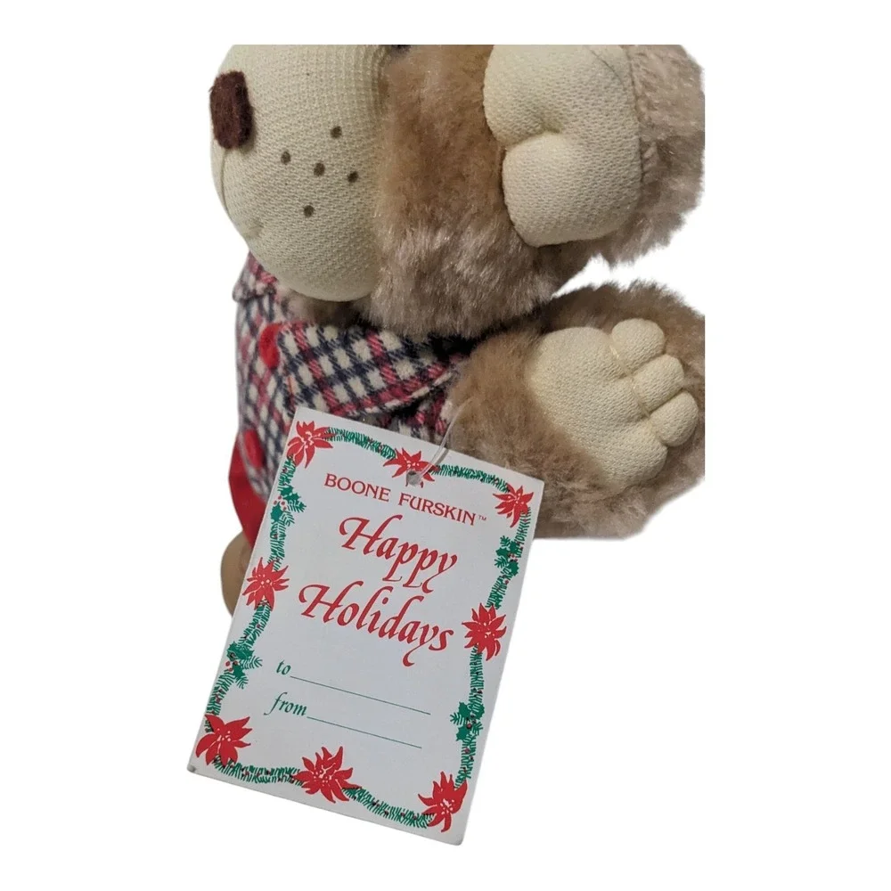 Wendy's Boone Furskin Bear 1986 Plush with‎ Tags Holiday Teddy Collectible